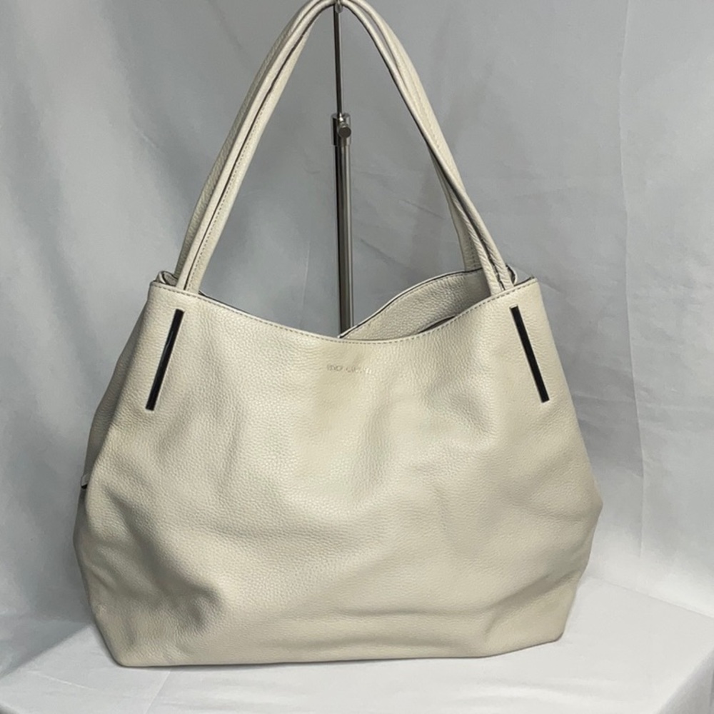 Vince Camuto Silver Cloud Pebbled Leather Tote Bag